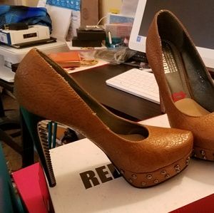 Studded metallic heels